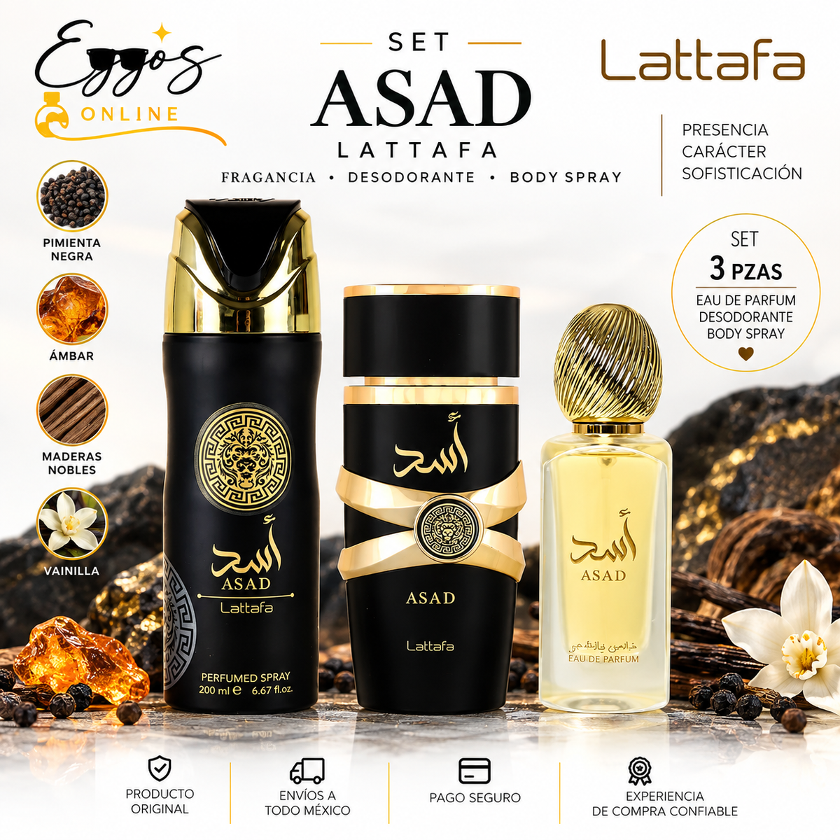 Lattafa ASAD 3 pzas