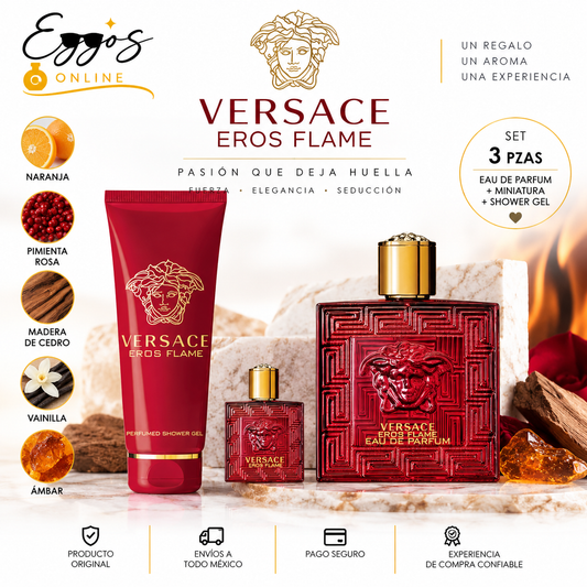 Versace EROS FLAME EDP 3 pzas